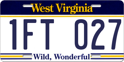 WV license plate 1FT027