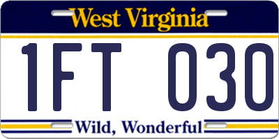 WV license plate 1FT030