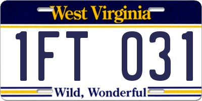WV license plate 1FT031
