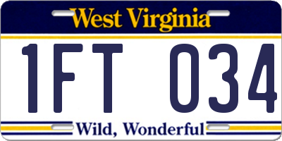 WV license plate 1FT034