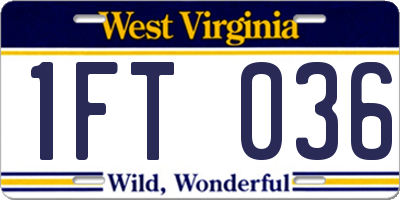 WV license plate 1FT036