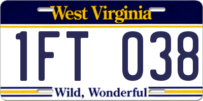 WV license plate 1FT038