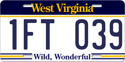 WV license plate 1FT039