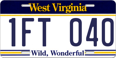 WV license plate 1FT040