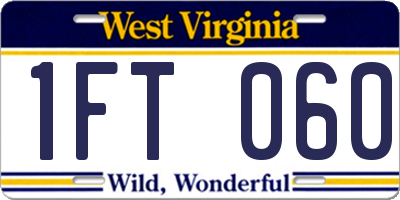 WV license plate 1FT060