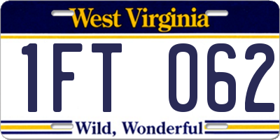 WV license plate 1FT062