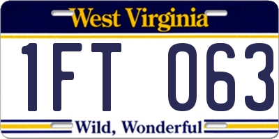 WV license plate 1FT063
