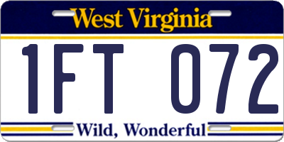 WV license plate 1FT072