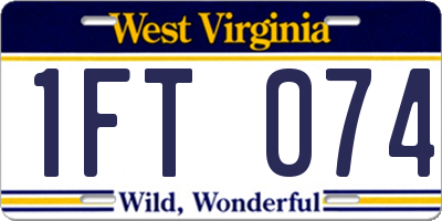 WV license plate 1FT074