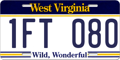 WV license plate 1FT080