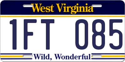 WV license plate 1FT085