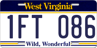 WV license plate 1FT086