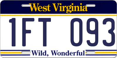 WV license plate 1FT093