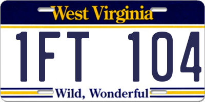 WV license plate 1FT104