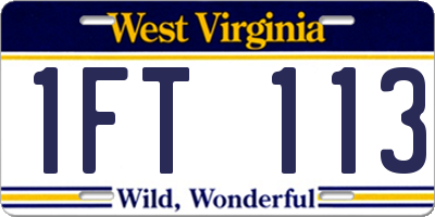 WV license plate 1FT113