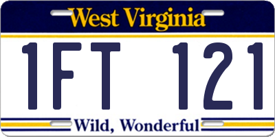 WV license plate 1FT121
