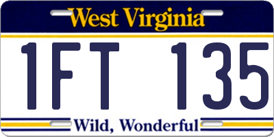 WV license plate 1FT135