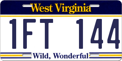 WV license plate 1FT144