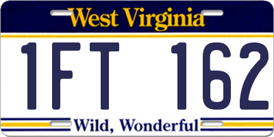 WV license plate 1FT162