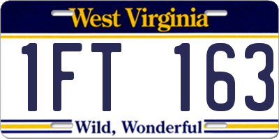WV license plate 1FT163