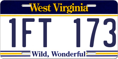 WV license plate 1FT173