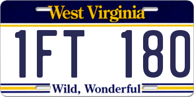 WV license plate 1FT180