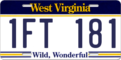 WV license plate 1FT181