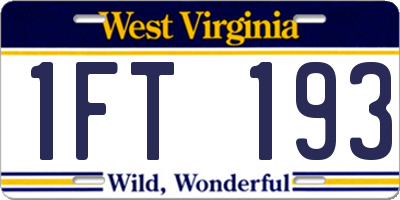 WV license plate 1FT193