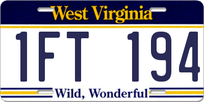 WV license plate 1FT194