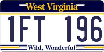 WV license plate 1FT196