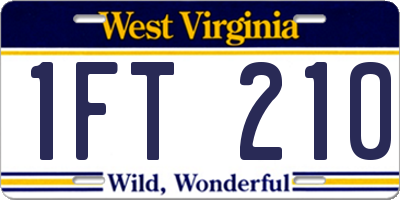 WV license plate 1FT210