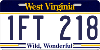WV license plate 1FT218