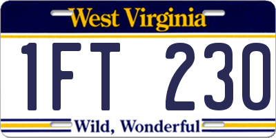 WV license plate 1FT230