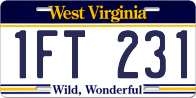 WV license plate 1FT231