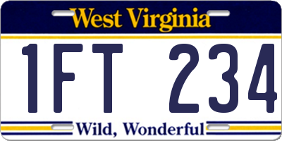 WV license plate 1FT234