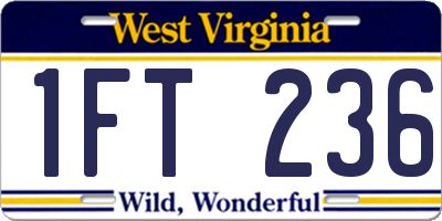 WV license plate 1FT236