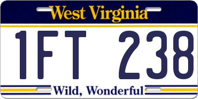 WV license plate 1FT238