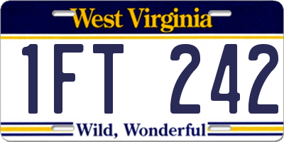 WV license plate 1FT242