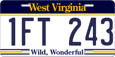 WV license plate 1FT243