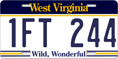WV license plate 1FT244