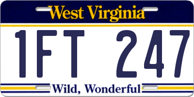 WV license plate 1FT247