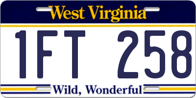 WV license plate 1FT258
