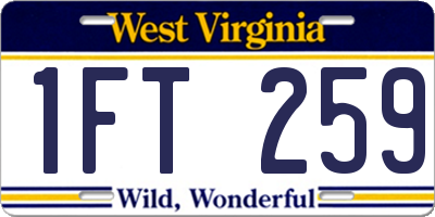 WV license plate 1FT259