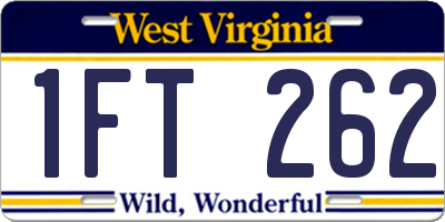 WV license plate 1FT262