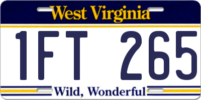 WV license plate 1FT265