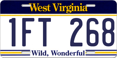WV license plate 1FT268
