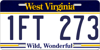 WV license plate 1FT273