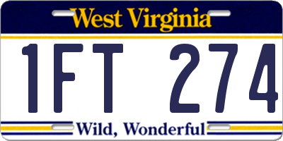 WV license plate 1FT274