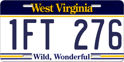 WV license plate 1FT276