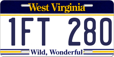 WV license plate 1FT280